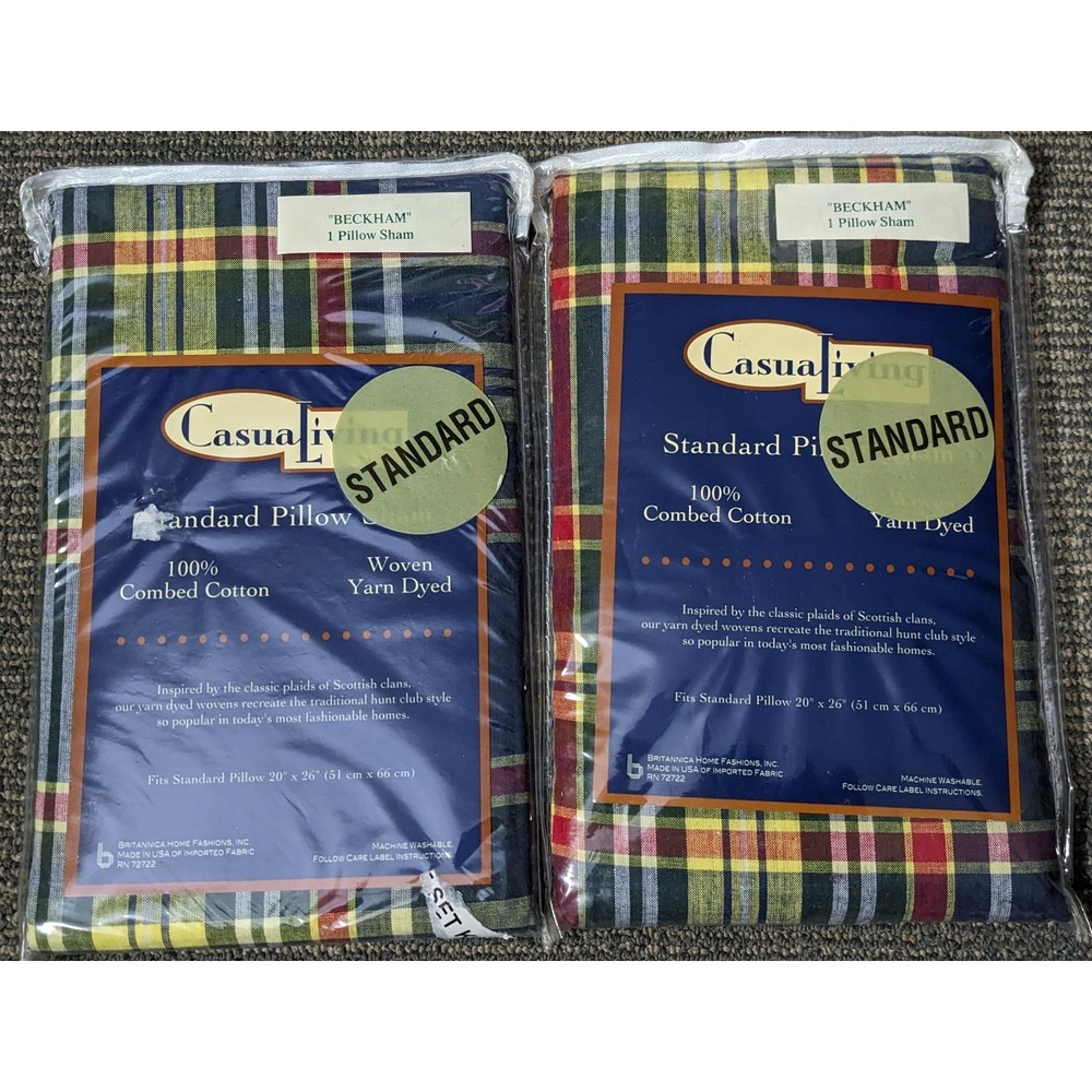New Plaid Beckham‎ Pillow Sham Standard Combed Cotton Shams 2 Casual Living